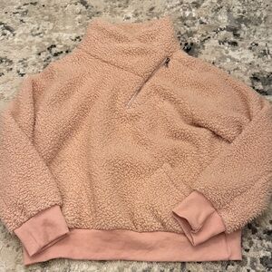 Pink asymmetric Sherpa pullover
